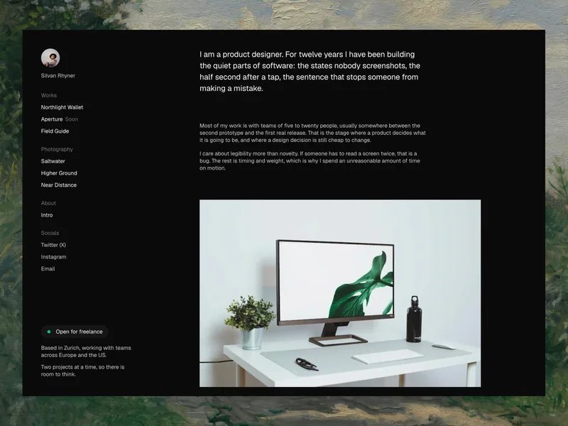 Silvan Rhyner Framer template preview 3